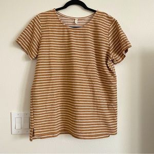 Wishlist Burned Orange and White Stripe Towel Texture Relax Fit Oversize T-shirt